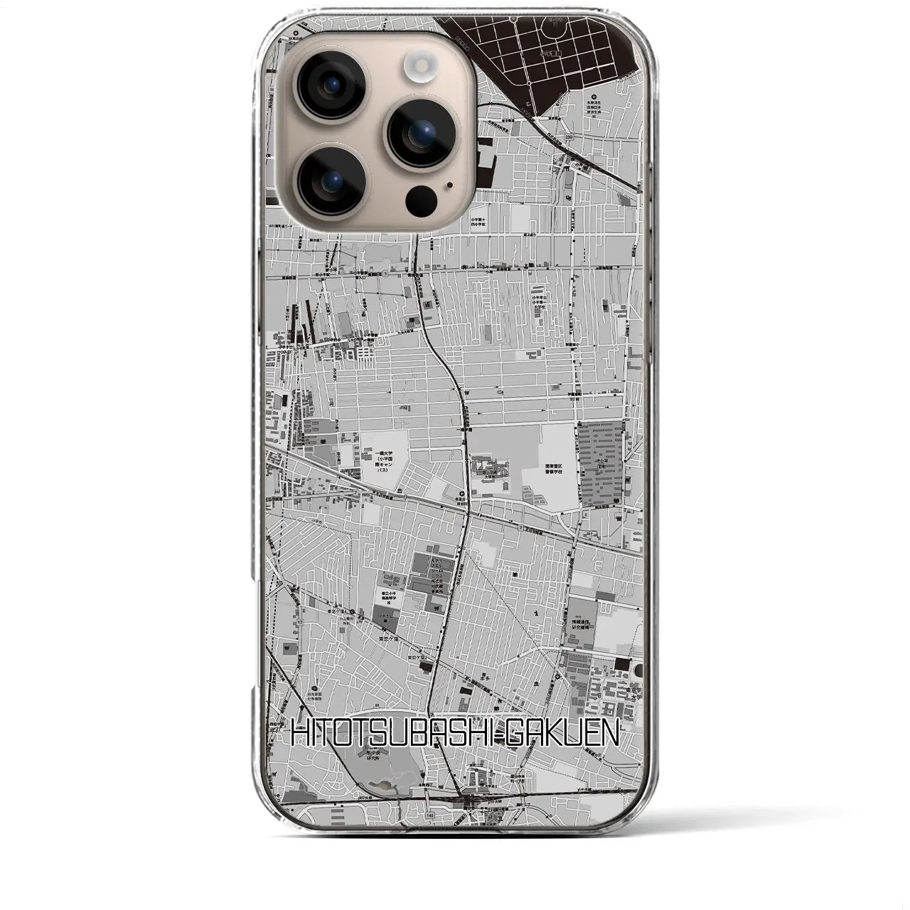 【一橋学園(東京都)】地図柄iPhoneケース(クリアタイプ)