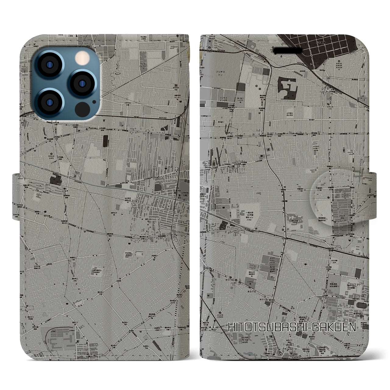 【一橋学園(東京都)】地図柄iPhoneケース(手帳タイプ)