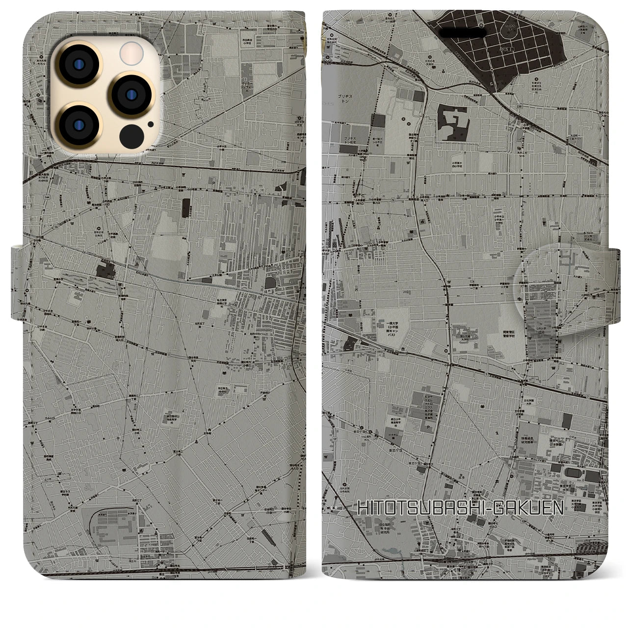【一橋学園(東京都)】地図柄iPhoneケース(手帳タイプ)