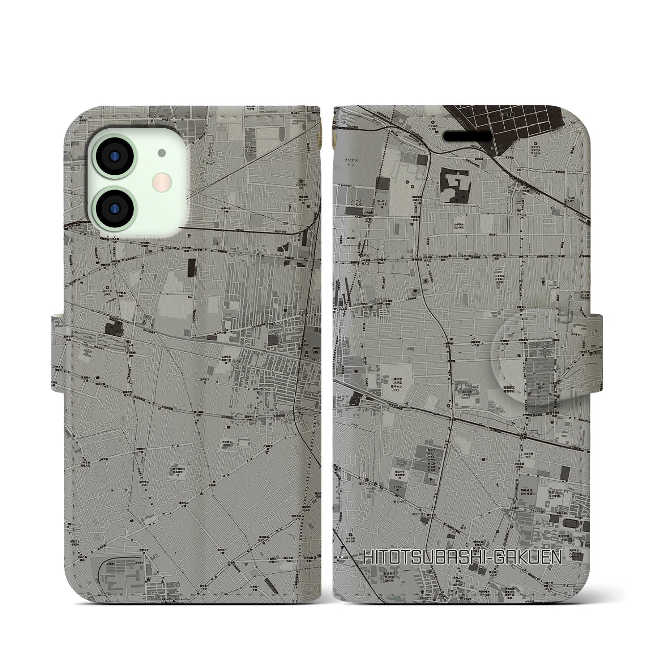 【一橋学園(東京都)】地図柄iPhoneケース(手帳タイプ)
