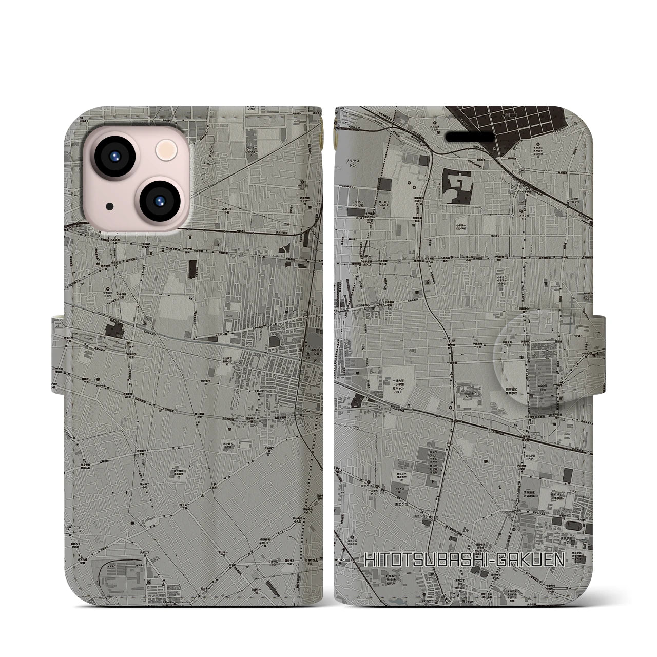 【一橋学園(東京都)】地図柄iPhoneケース(手帳タイプ)