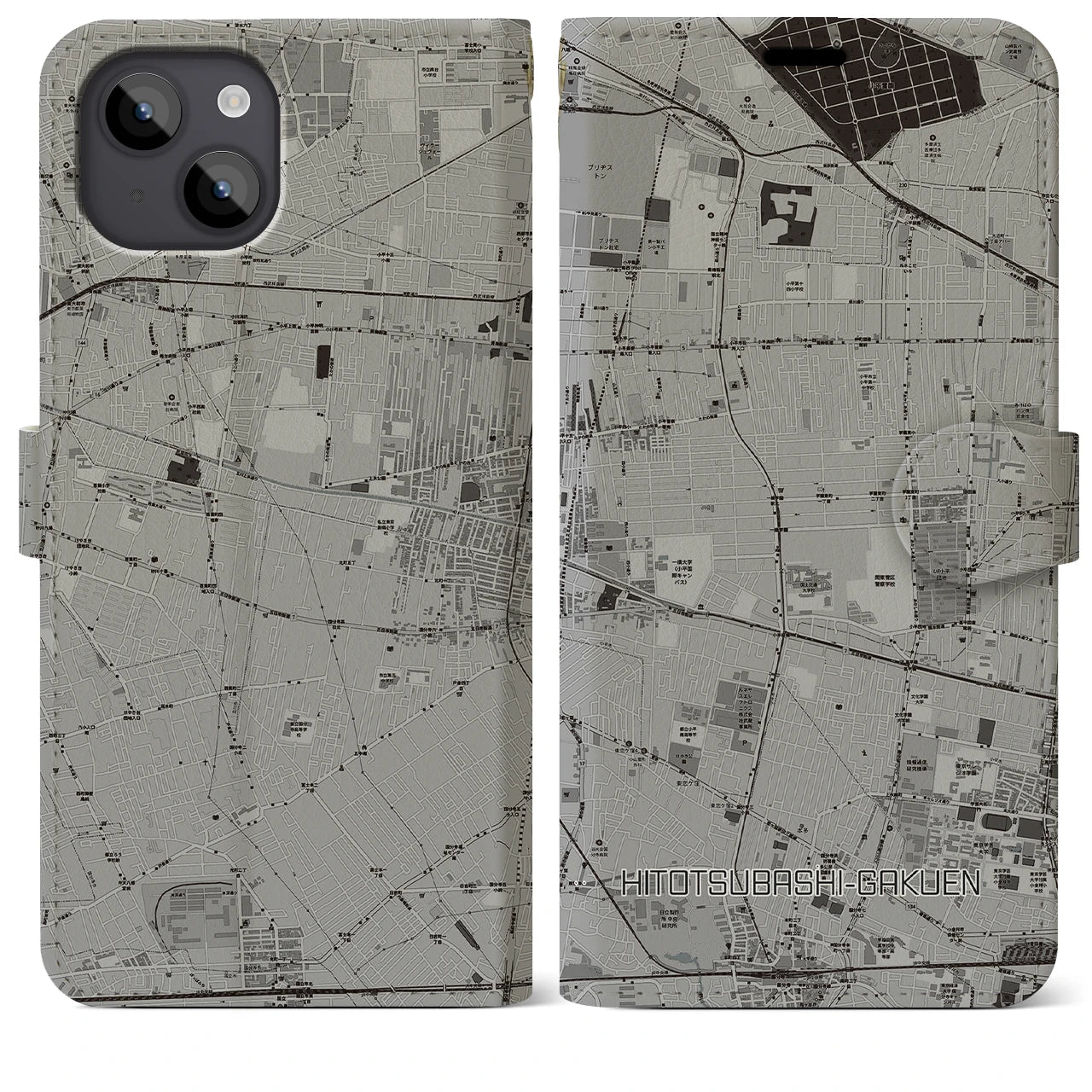 【一橋学園(東京都)】地図柄iPhoneケース(手帳タイプ)