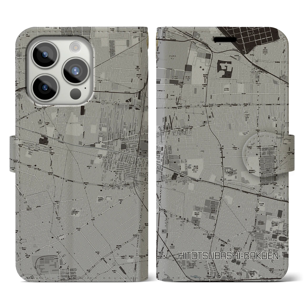 【一橋学園(東京都)】地図柄iPhoneケース(手帳タイプ)