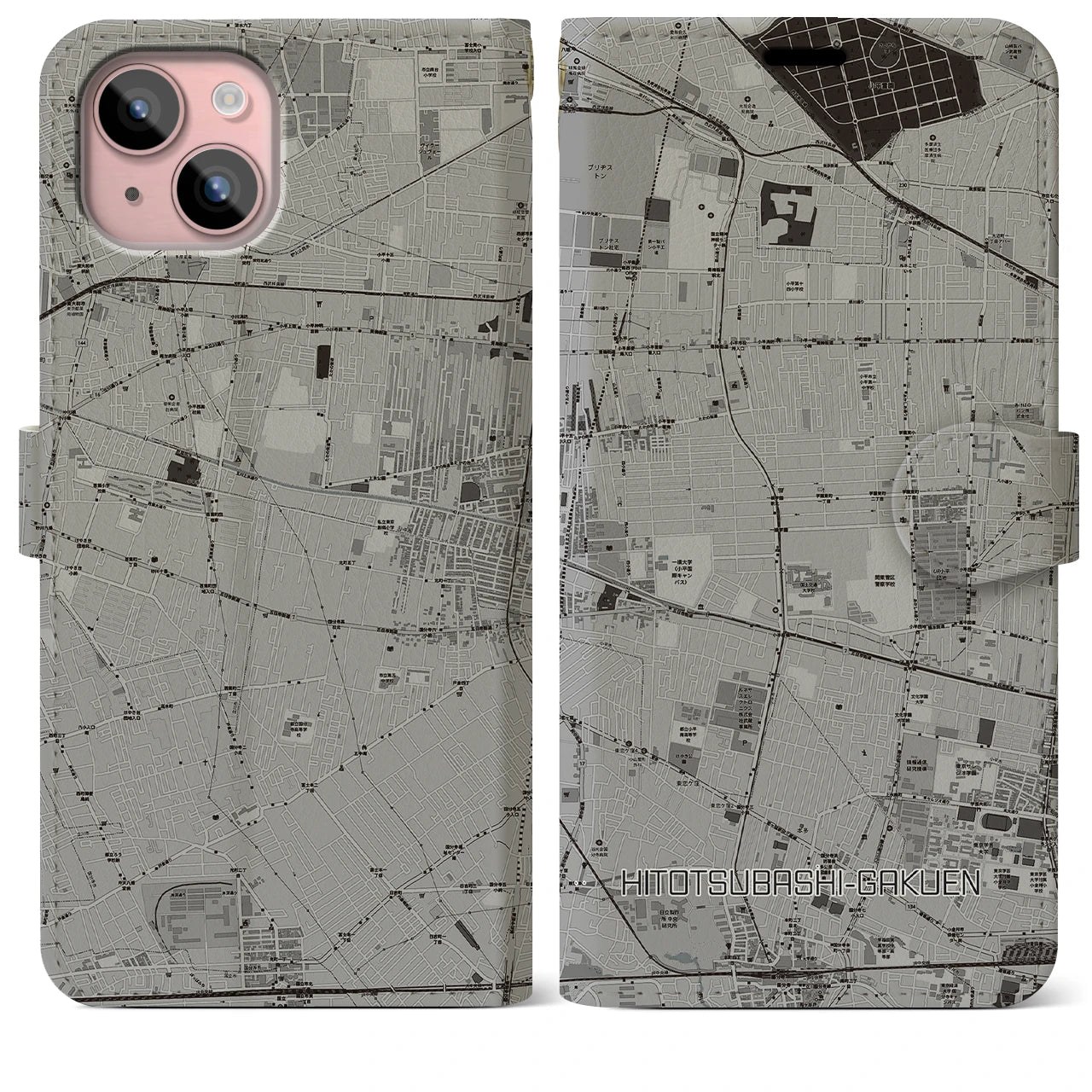 【一橋学園(東京都)】地図柄iPhoneケース(手帳タイプ)