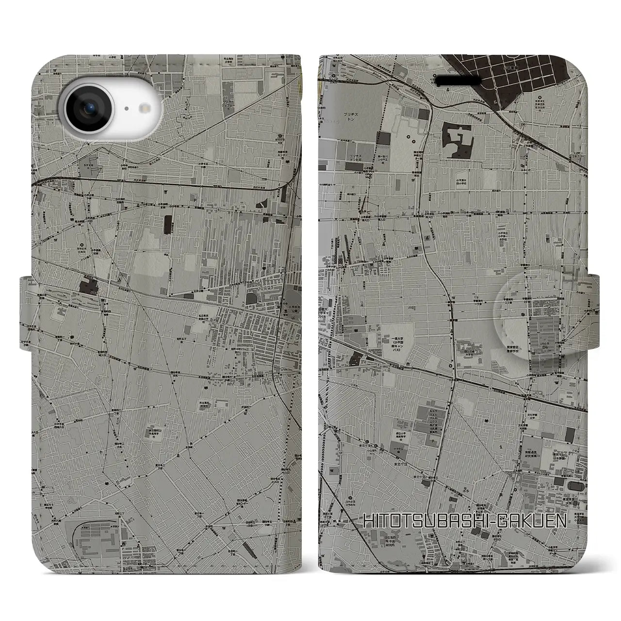 【一橋学園(東京都)】地図柄iPhoneケース(手帳タイプ)