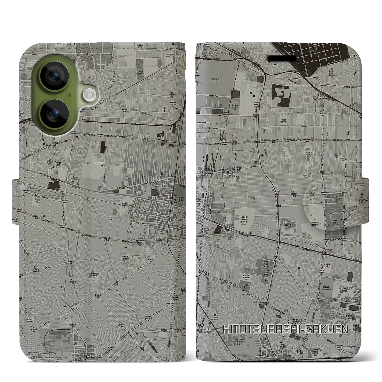 【一橋学園(東京都)】地図柄iPhoneケース(手帳タイプ)