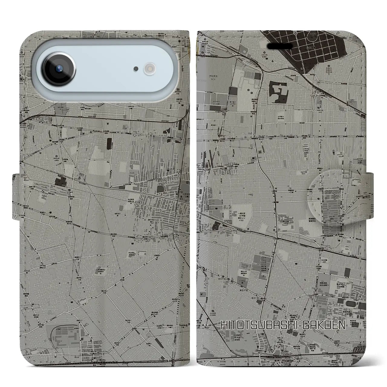 【一橋学園(東京都)】地図柄iPhoneケース(手帳タイプ)