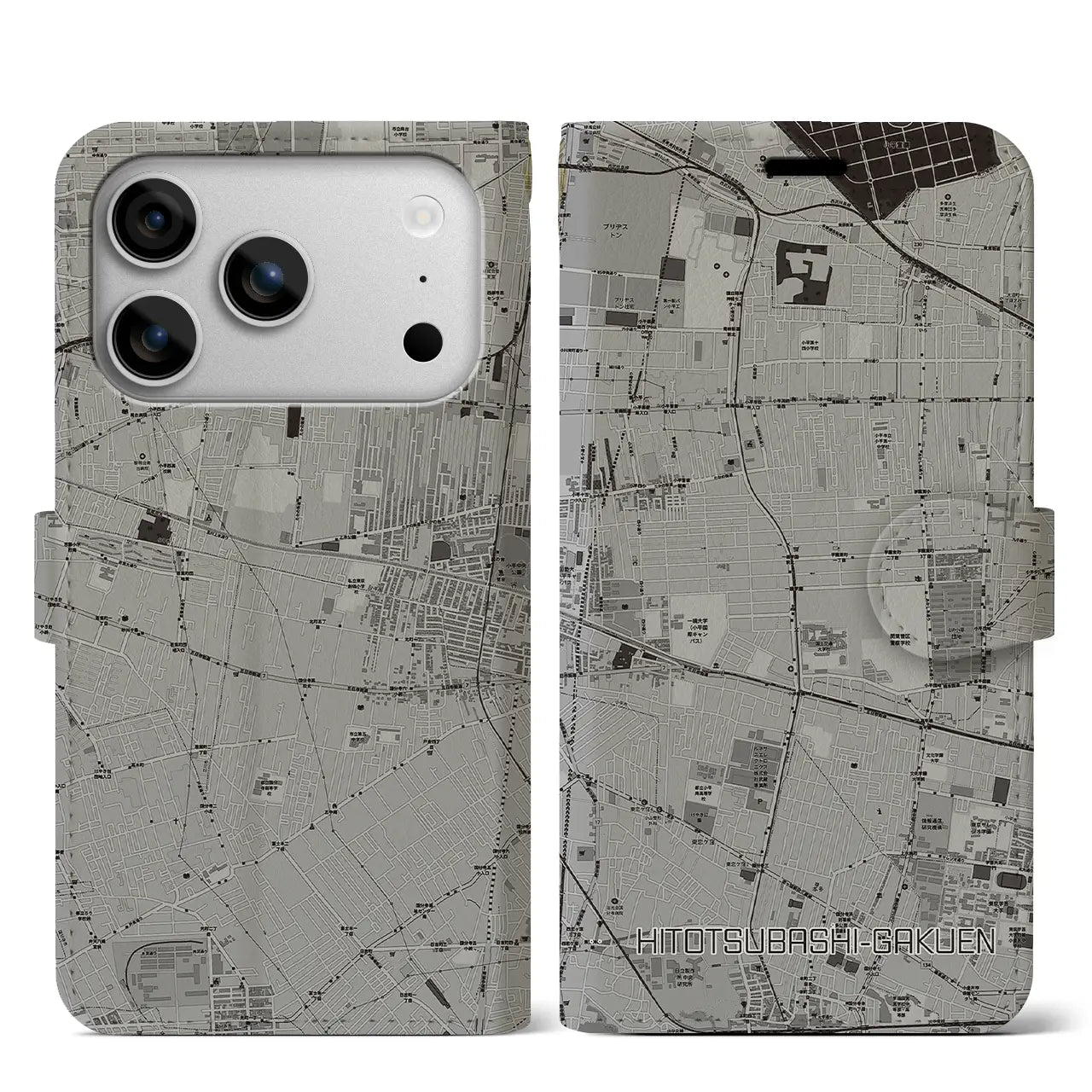 【一橋学園(東京都)】地図柄iPhoneケース(手帳タイプ)
