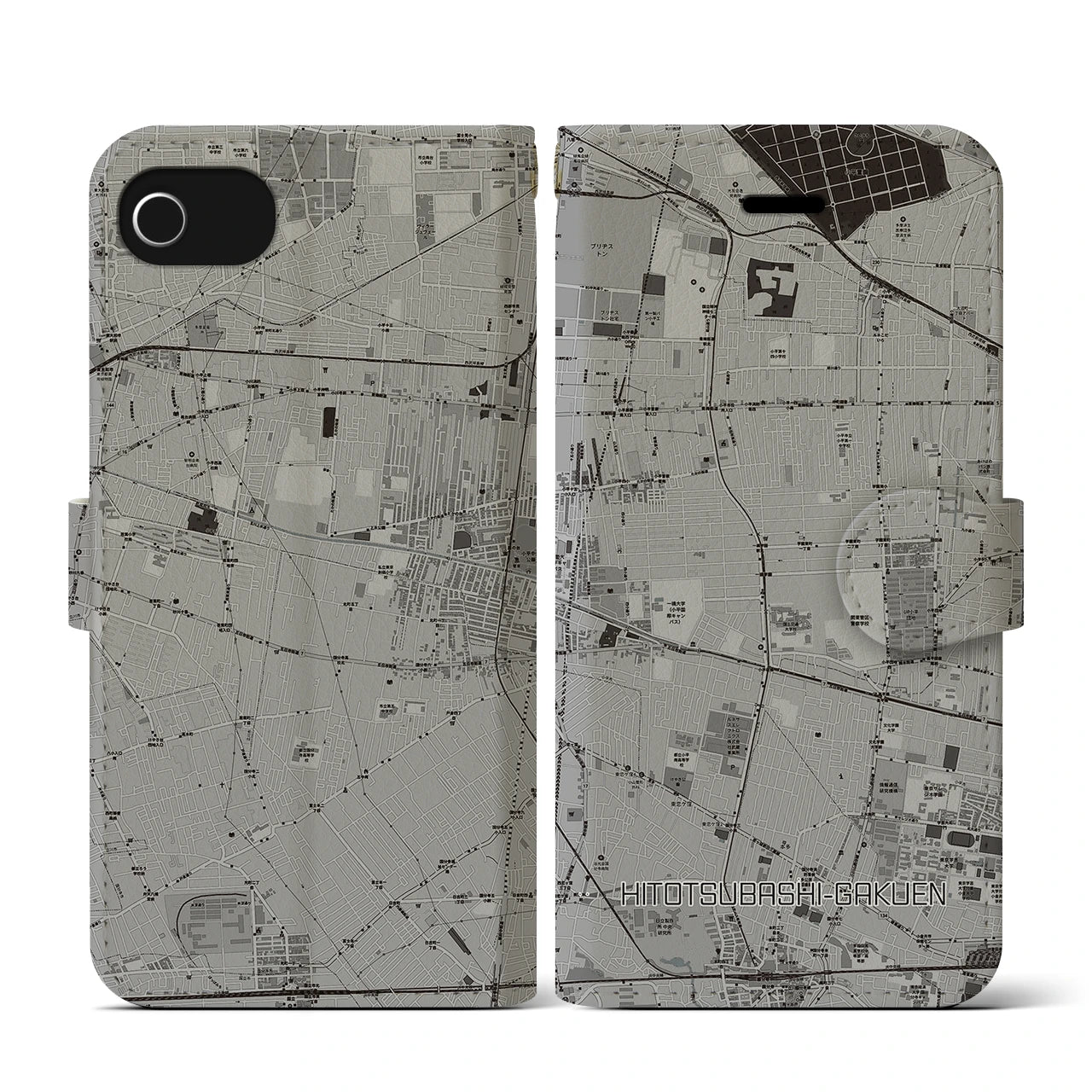 【一橋学園(東京都)】地図柄iPhoneケース(手帳タイプ)