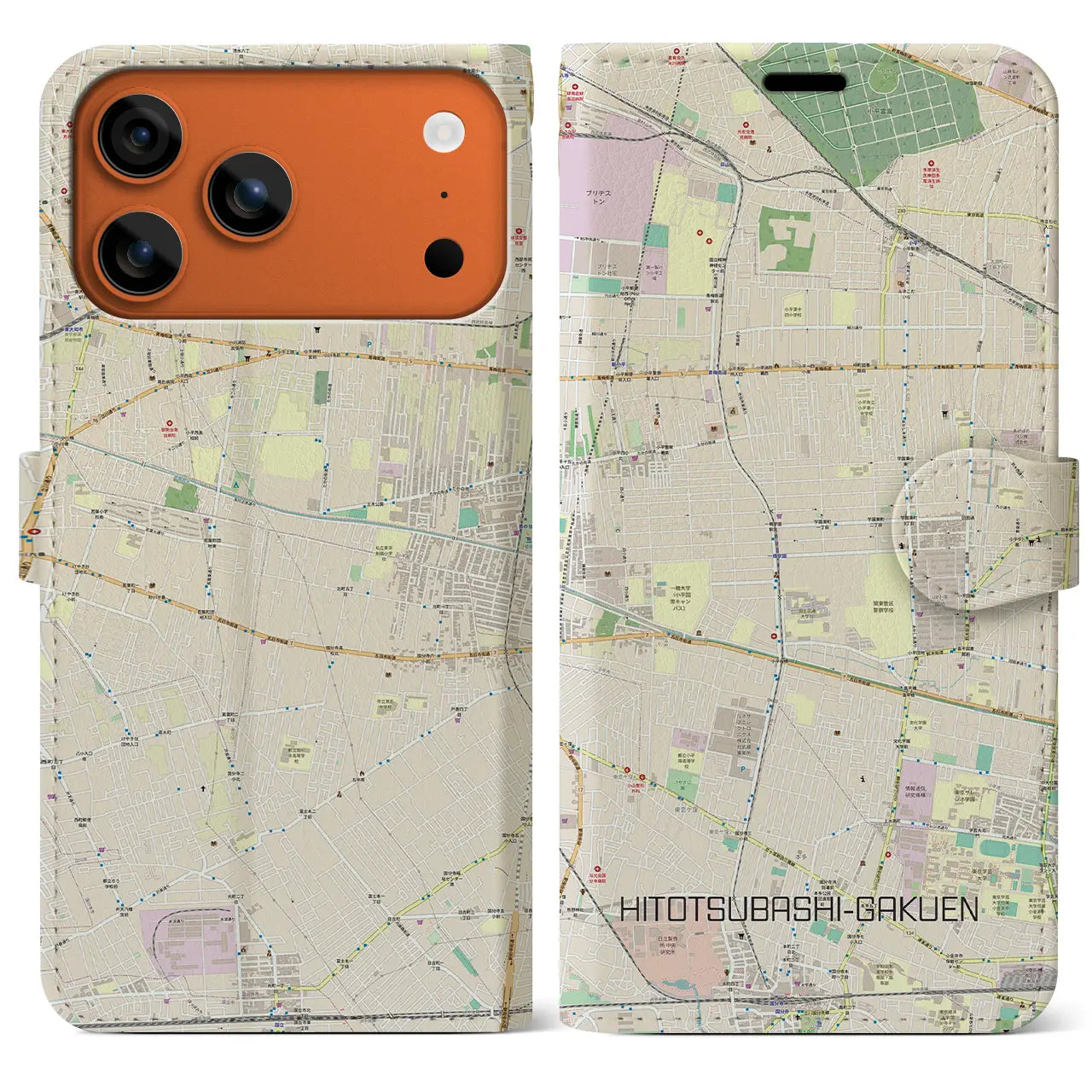【一橋学園(東京都)】地図柄iPhoneケース(手帳タイプ)