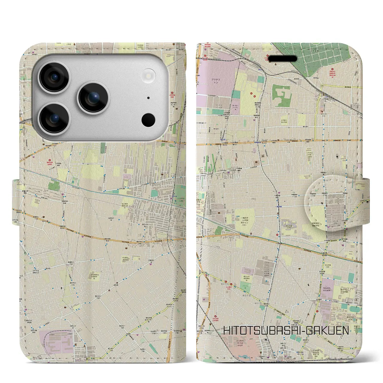 【一橋学園(東京都)】地図柄iPhoneケース(手帳タイプ)