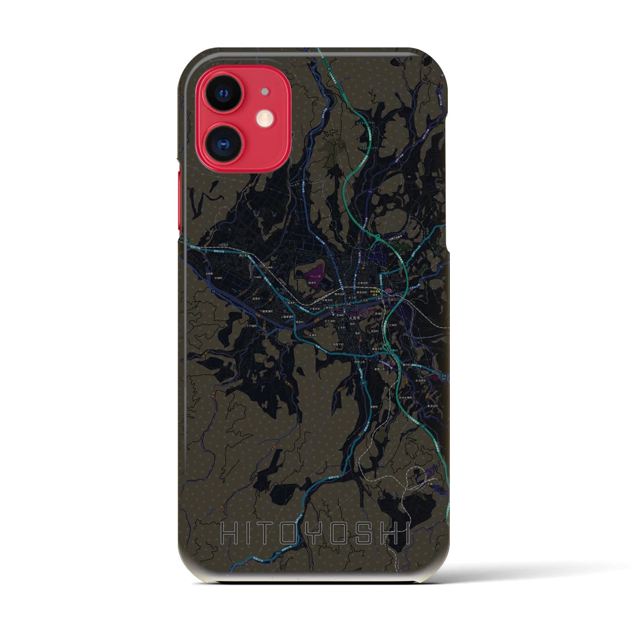 【人吉(熊本県)】地図柄iPhoneケース(バックカバータイプ)