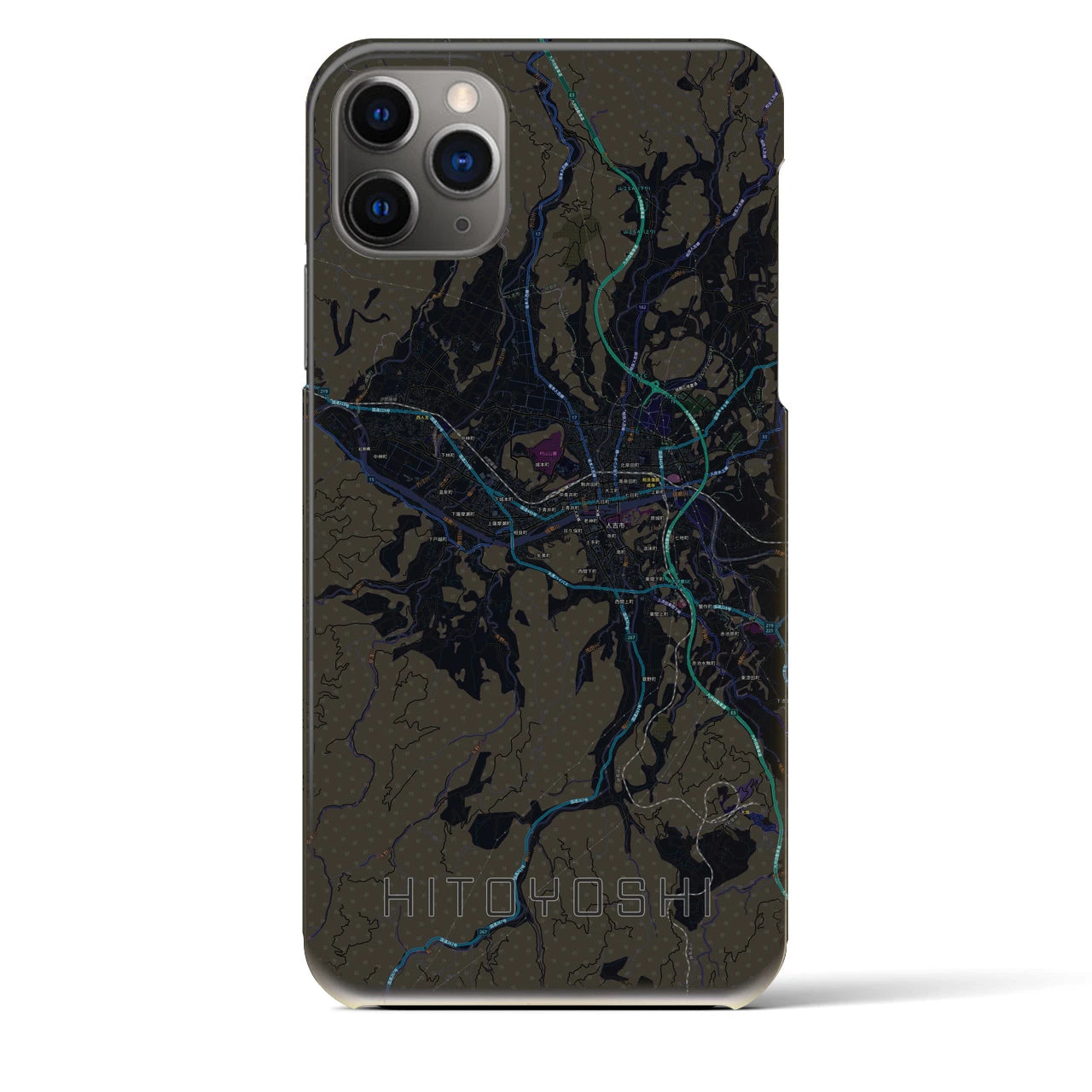 【人吉(熊本県)】地図柄iPhoneケース(バックカバータイプ)
