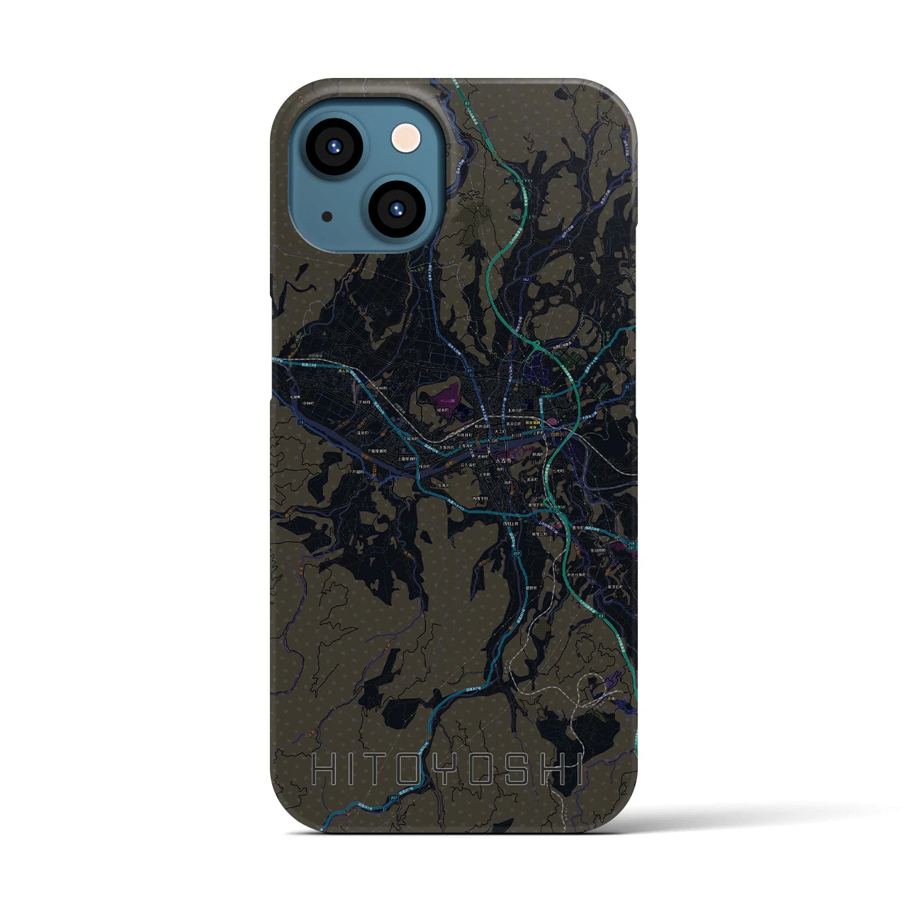 【人吉(熊本県)】地図柄iPhoneケース(バックカバータイプ)