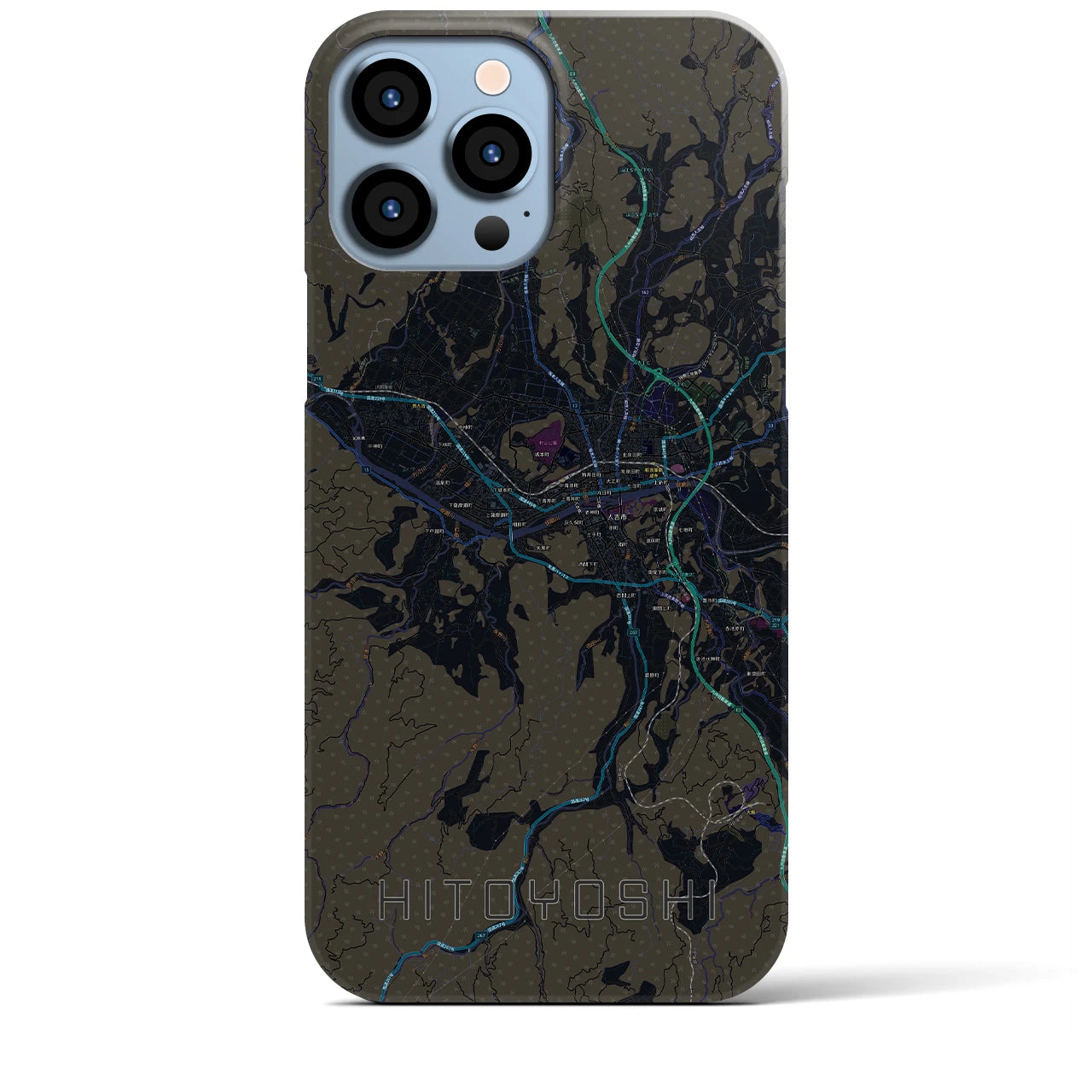 【人吉(熊本県)】地図柄iPhoneケース(バックカバータイプ)