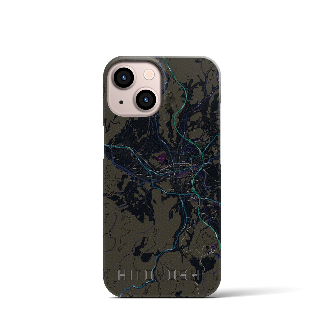 【人吉(熊本県)】地図柄iPhoneケース(バックカバータイプ)