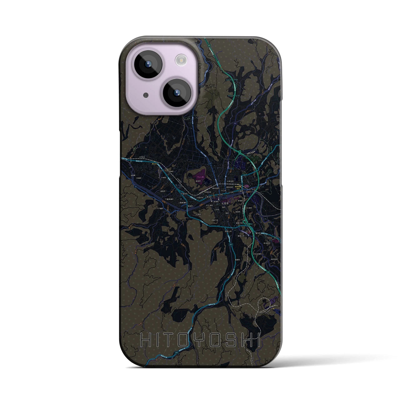 【人吉(熊本県)】地図柄iPhoneケース(バックカバータイプ)