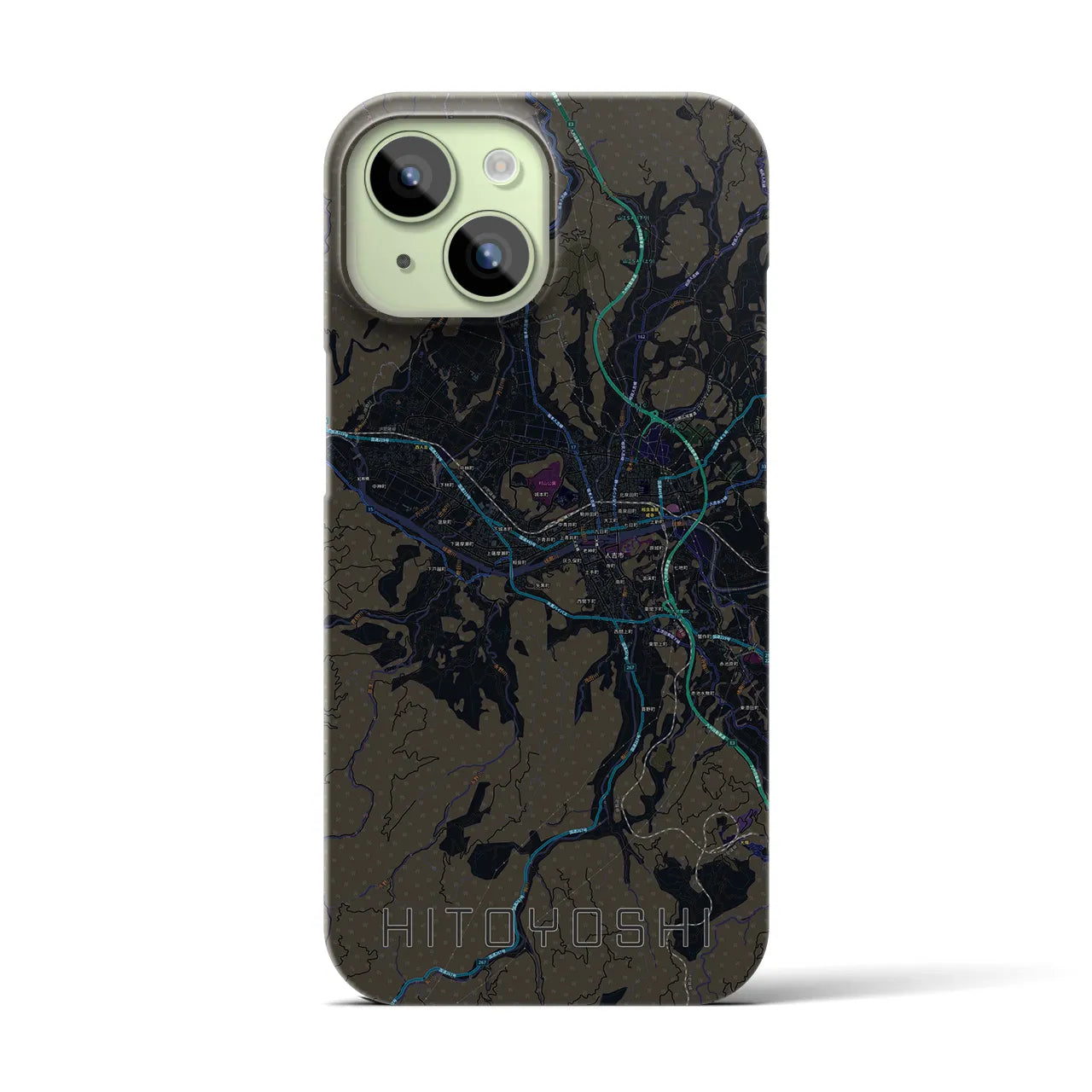 【人吉(熊本県)】地図柄iPhoneケース(バックカバータイプ)