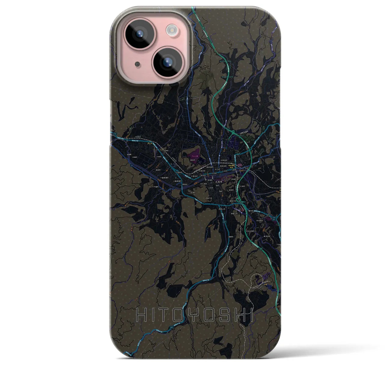 【人吉(熊本県)】地図柄iPhoneケース(バックカバータイプ)