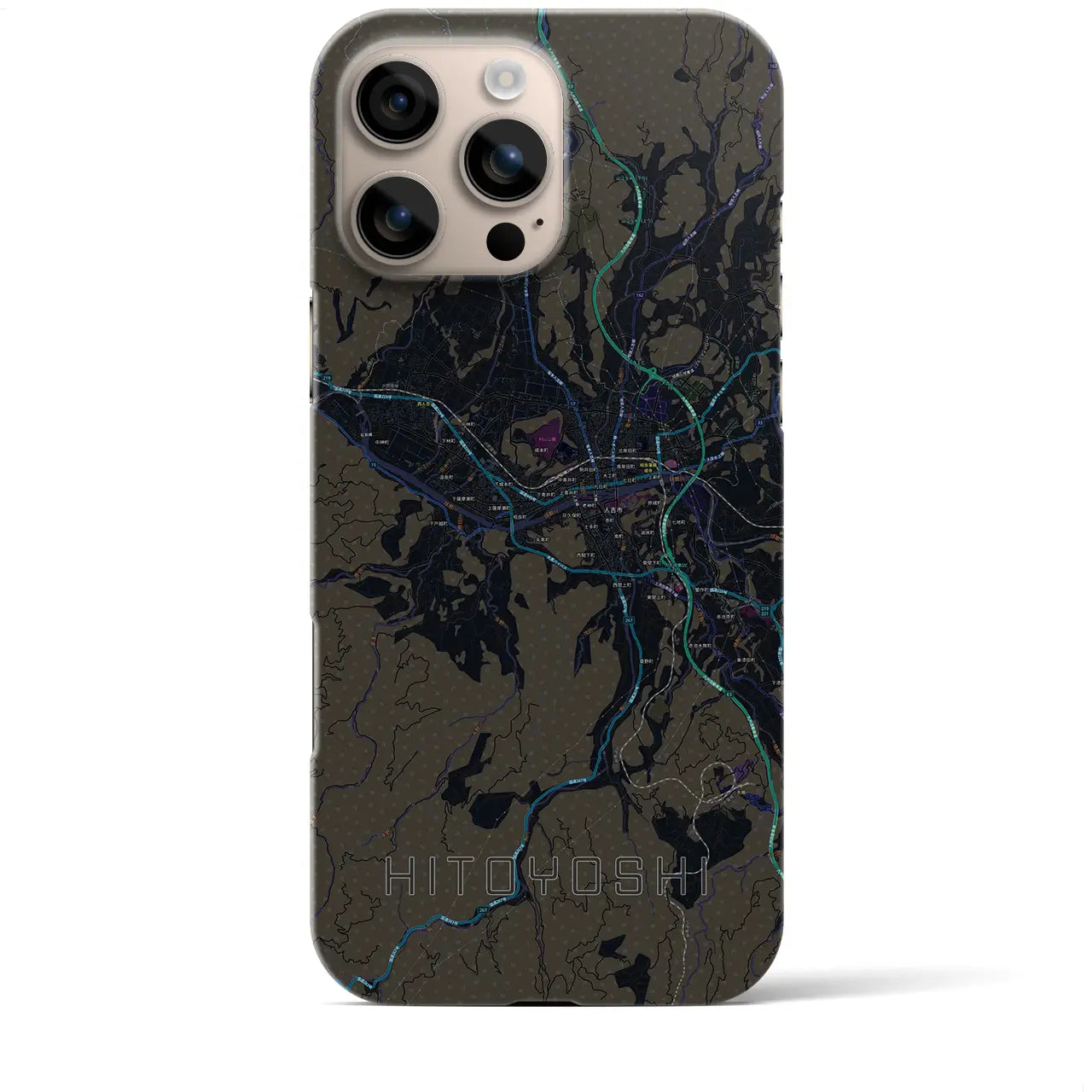 【人吉(熊本県)】地図柄iPhoneケース(バックカバータイプ)