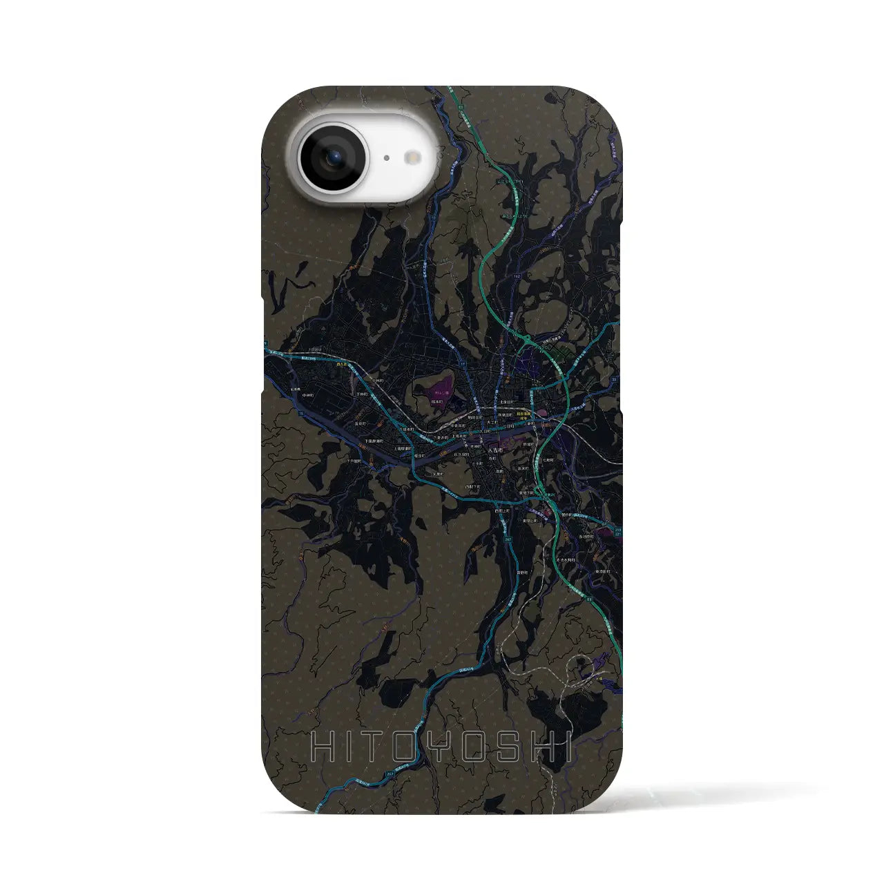 【人吉(熊本県)】地図柄iPhoneケース(バックカバータイプ)