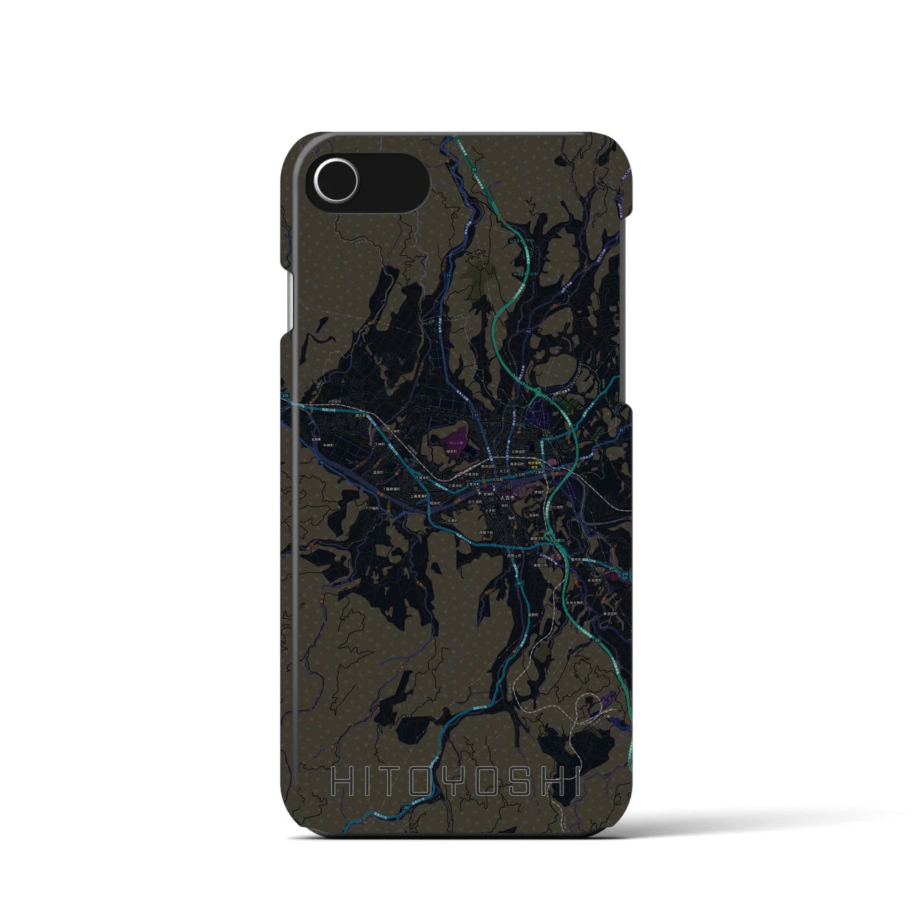 【人吉(熊本県)】地図柄iPhoneケース(バックカバータイプ)