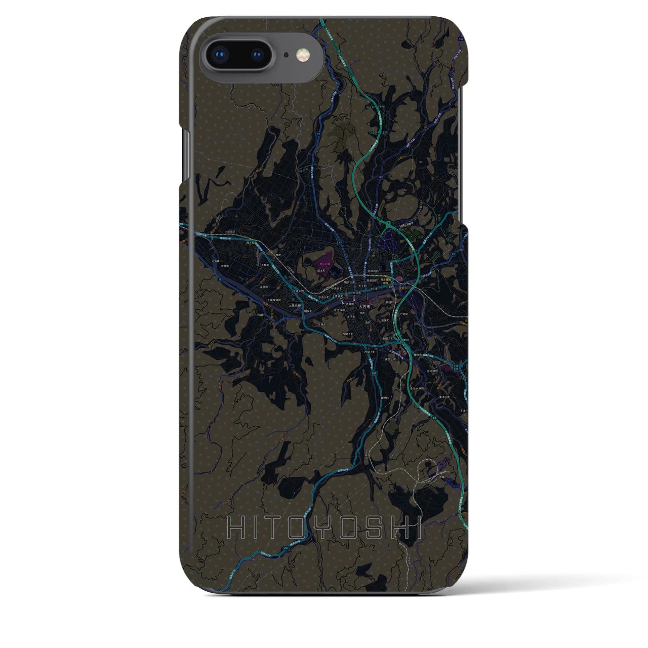 【人吉(熊本県)】地図柄iPhoneケース(バックカバータイプ)