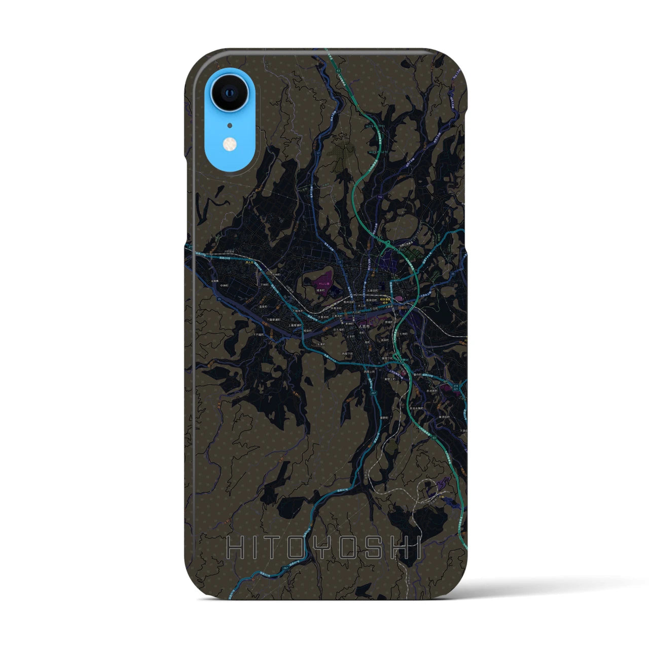 【人吉(熊本県)】地図柄iPhoneケース(バックカバータイプ)