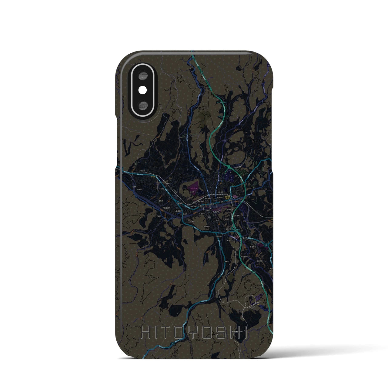 【人吉(熊本県)】地図柄iPhoneケース(バックカバータイプ)