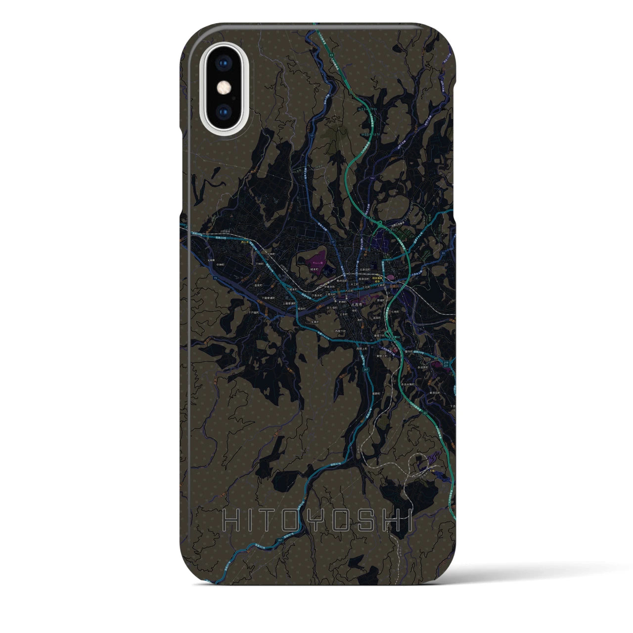 【人吉(熊本県)】地図柄iPhoneケース(バックカバータイプ)