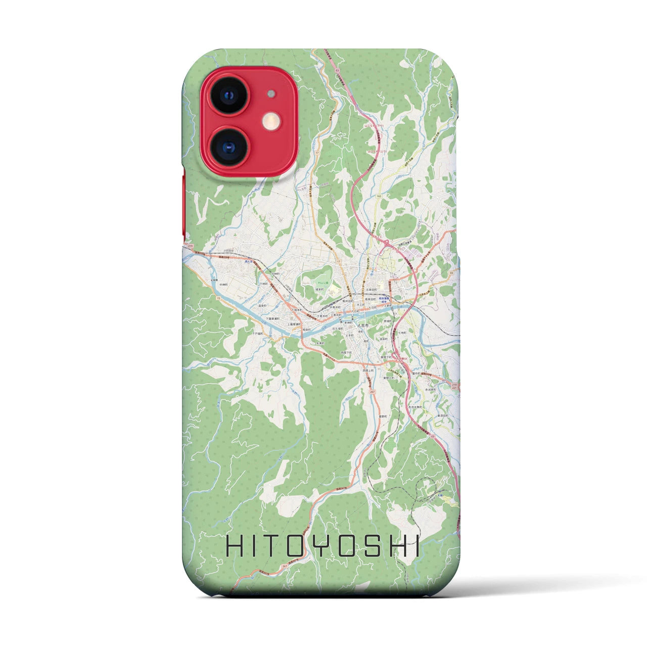 【人吉(熊本県)】地図柄iPhoneケース(バックカバータイプ)