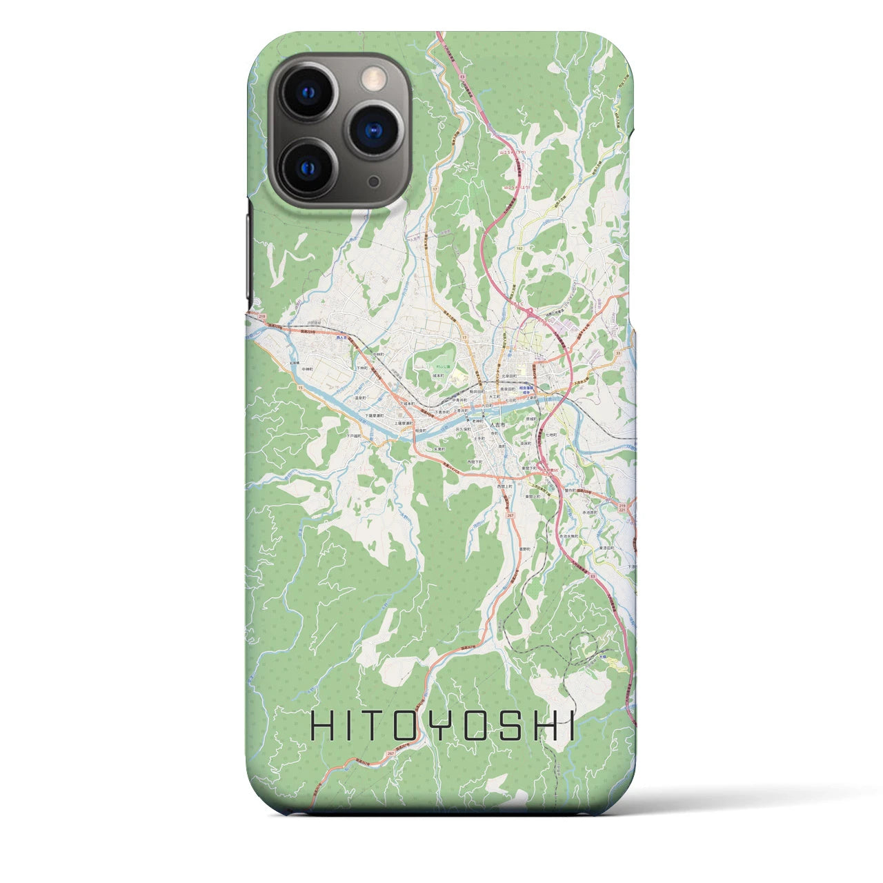 【人吉(熊本県)】地図柄iPhoneケース(バックカバータイプ)