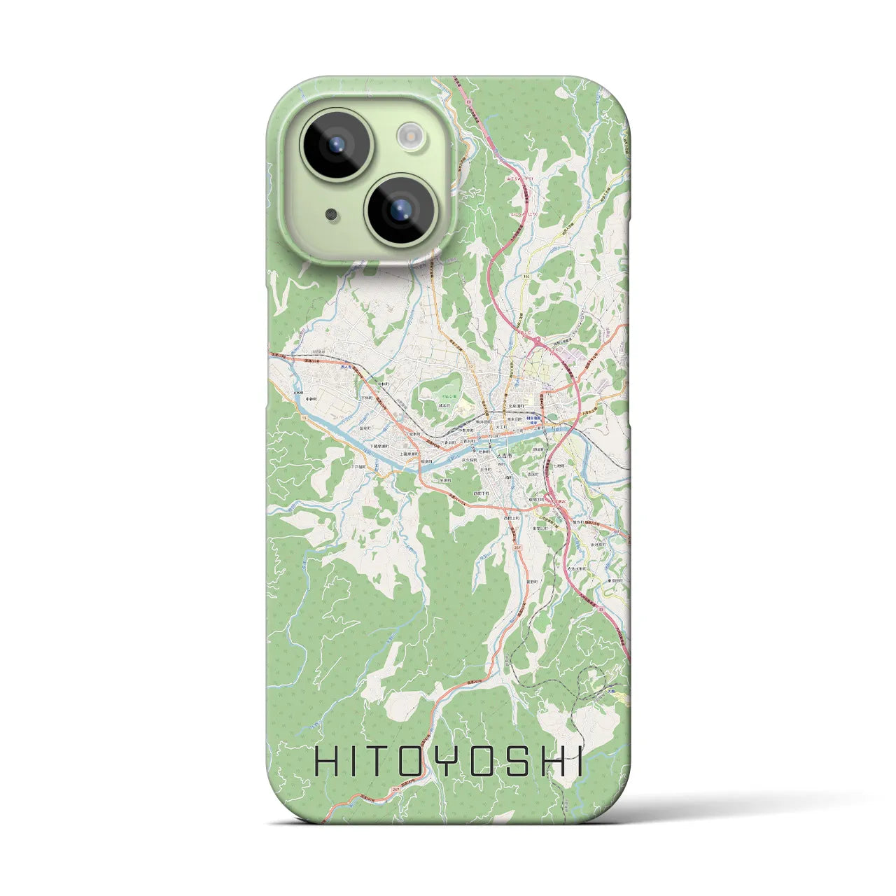 【人吉(熊本県)】地図柄iPhoneケース(バックカバータイプ)