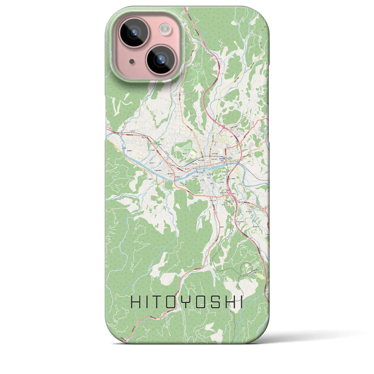 【人吉(熊本県)】地図柄iPhoneケース(バックカバータイプ)