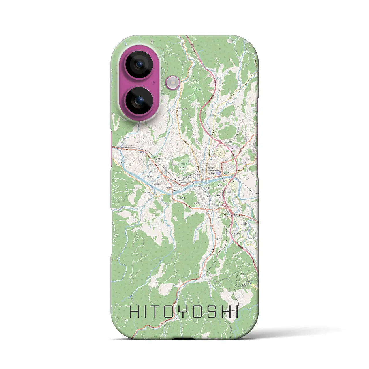 【人吉(熊本県)】地図柄iPhoneケース(バックカバータイプ)