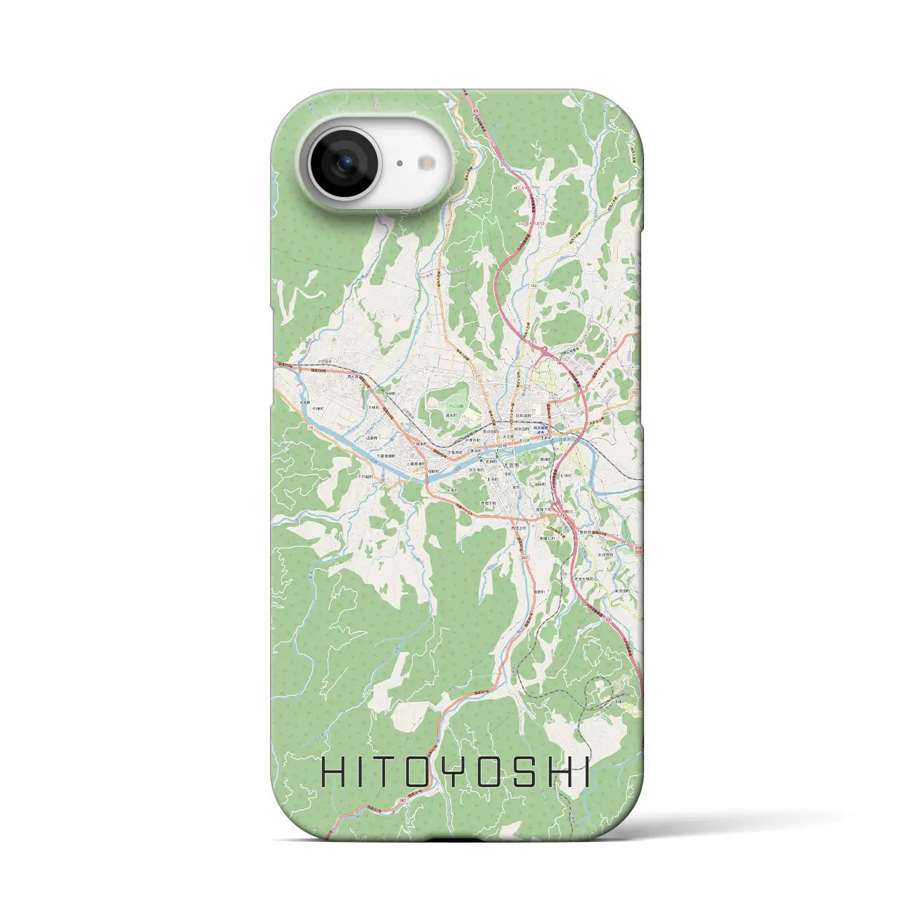 【人吉(熊本県)】地図柄iPhoneケース(バックカバータイプ)