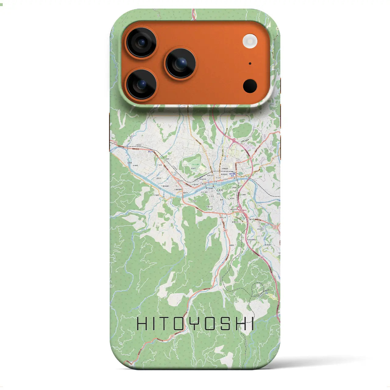 【人吉(熊本県)】地図柄iPhoneケース(バックカバータイプ)