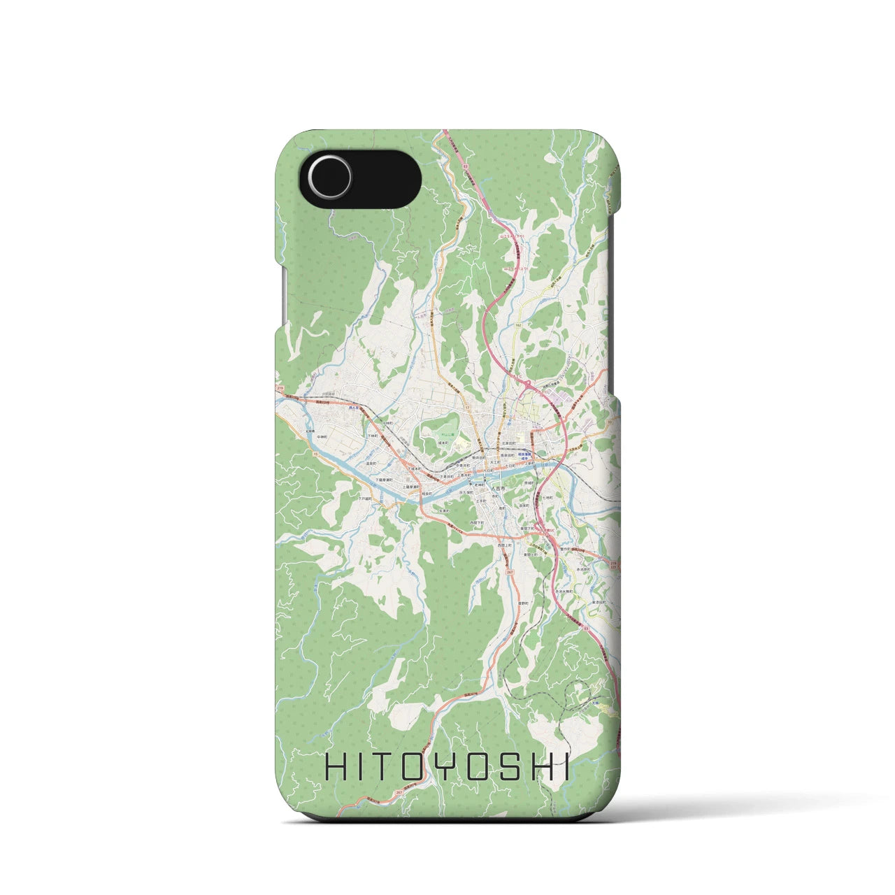 【人吉(熊本県)】地図柄iPhoneケース(バックカバータイプ)