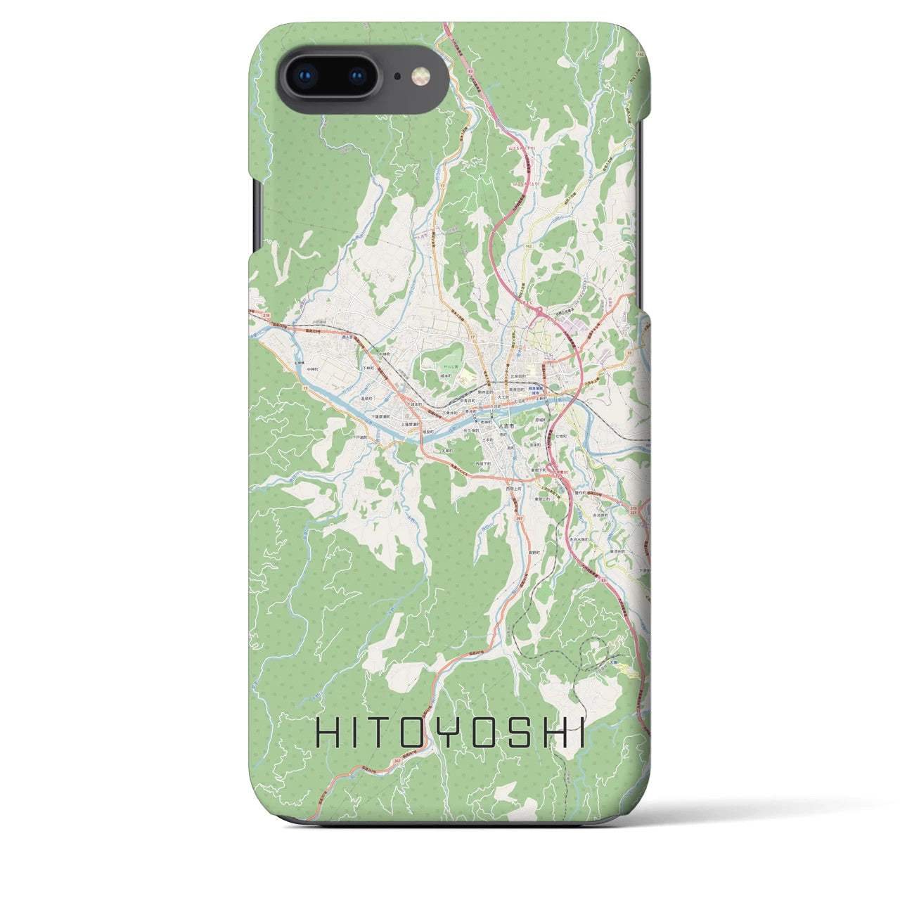 【人吉(熊本県)】地図柄iPhoneケース(バックカバータイプ)