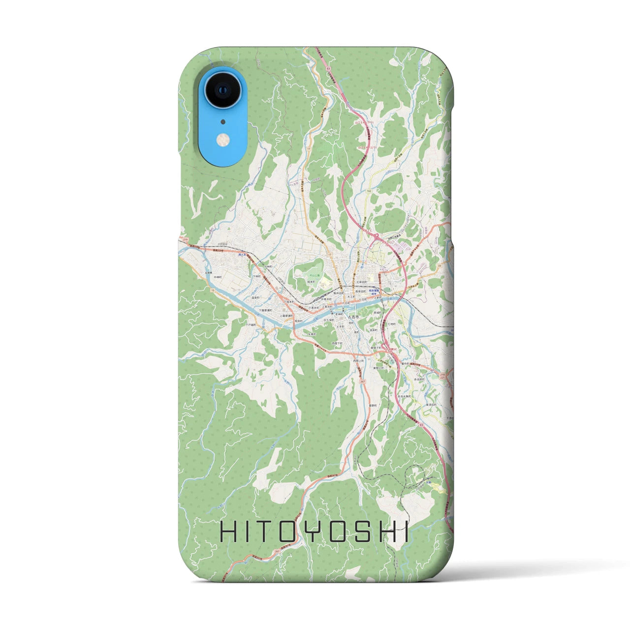 【人吉(熊本県)】地図柄iPhoneケース(バックカバータイプ)