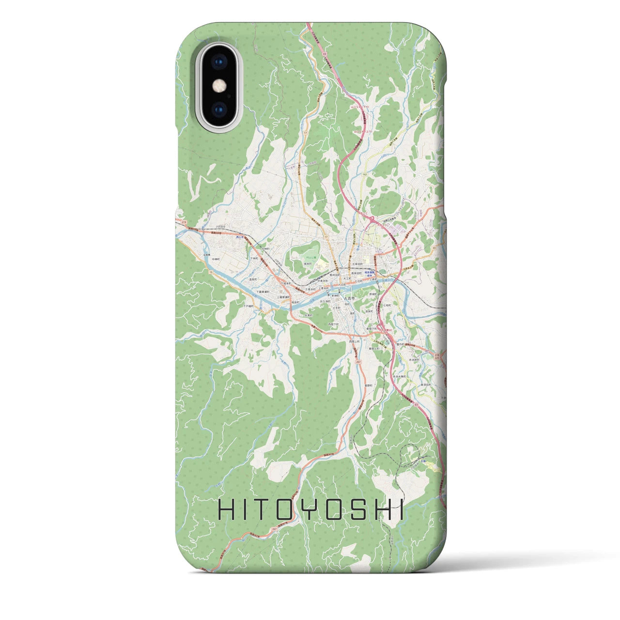 【人吉(熊本県)】地図柄iPhoneケース(バックカバータイプ)