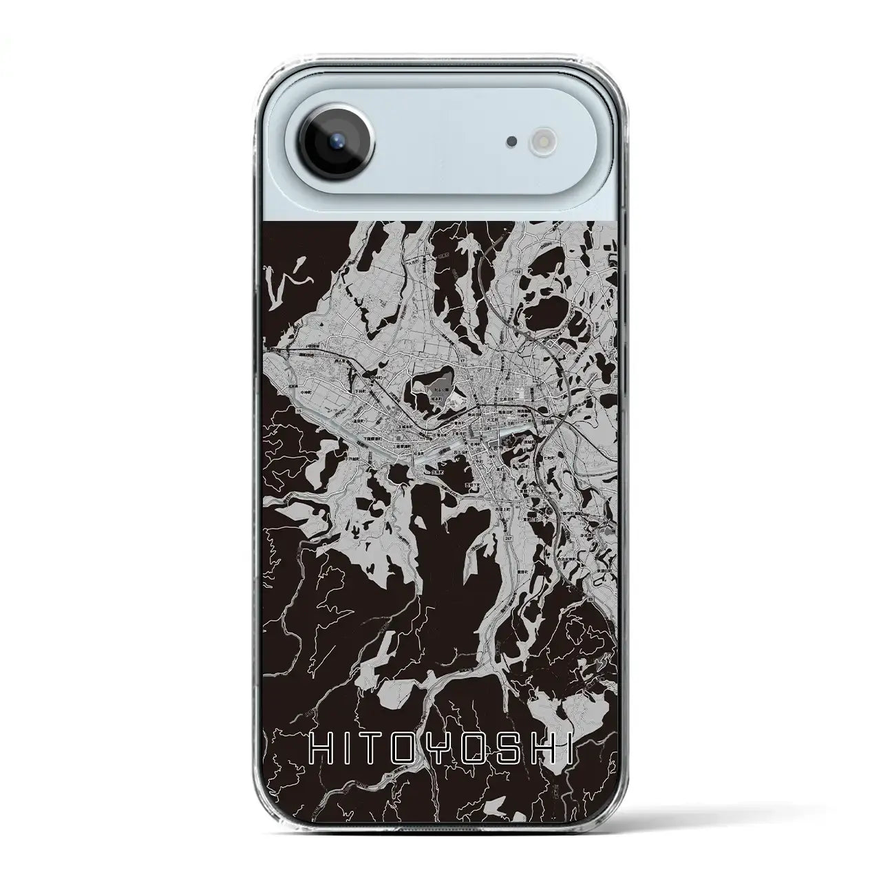 【人吉(熊本県)】地図柄iPhoneケース(クリアタイプ)モノトーン・iPhone 17 Pro Max 用