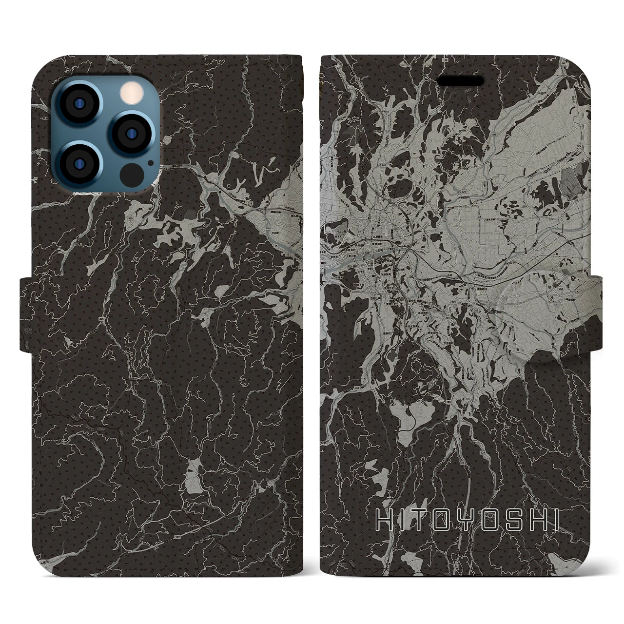 【人吉(熊本県)】地図柄iPhoneケース(手帳タイプ)