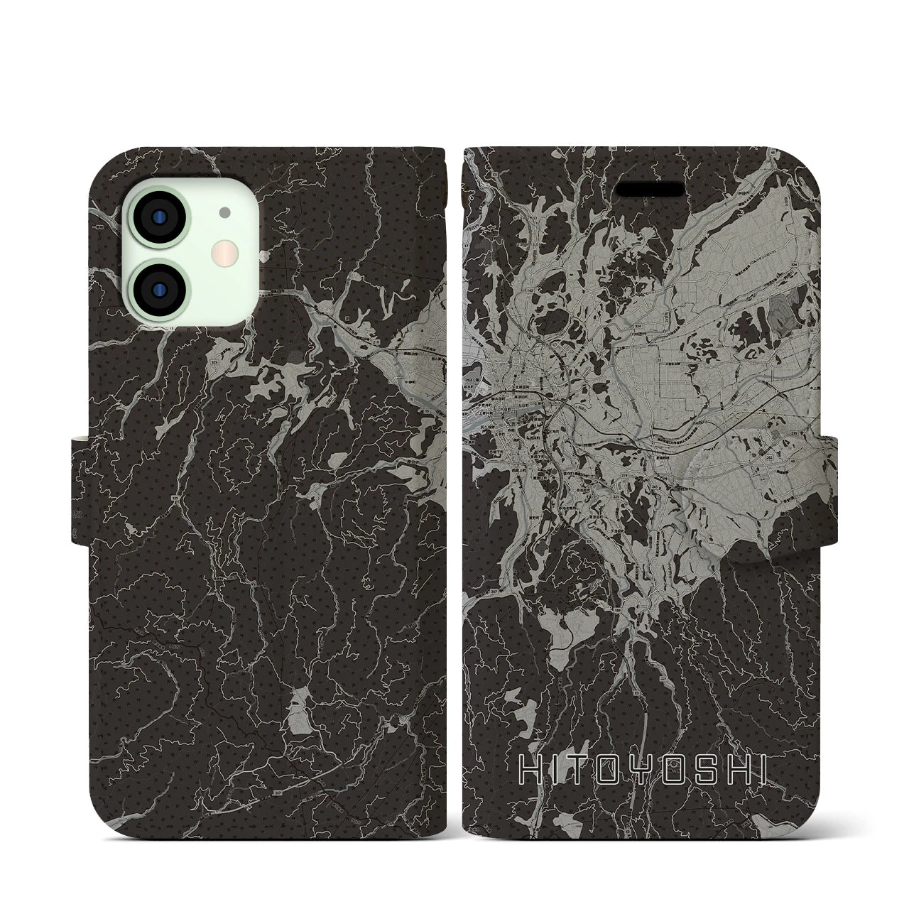 【人吉(熊本県)】地図柄iPhoneケース(手帳タイプ)