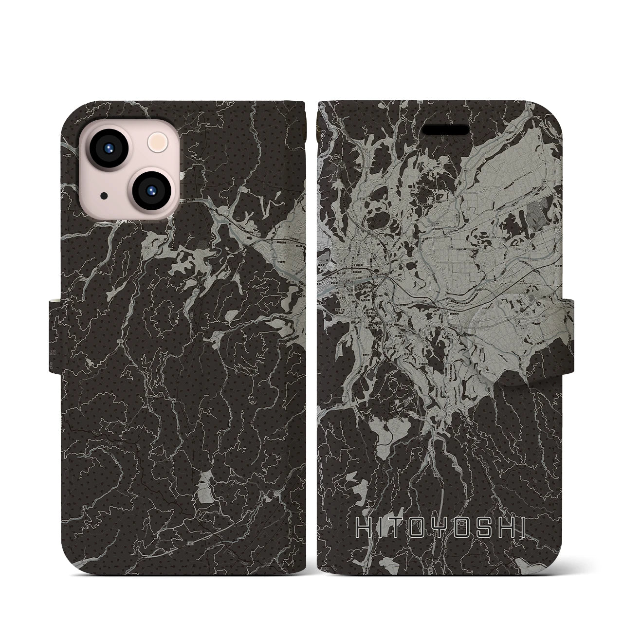 【人吉(熊本県)】地図柄iPhoneケース(手帳タイプ)