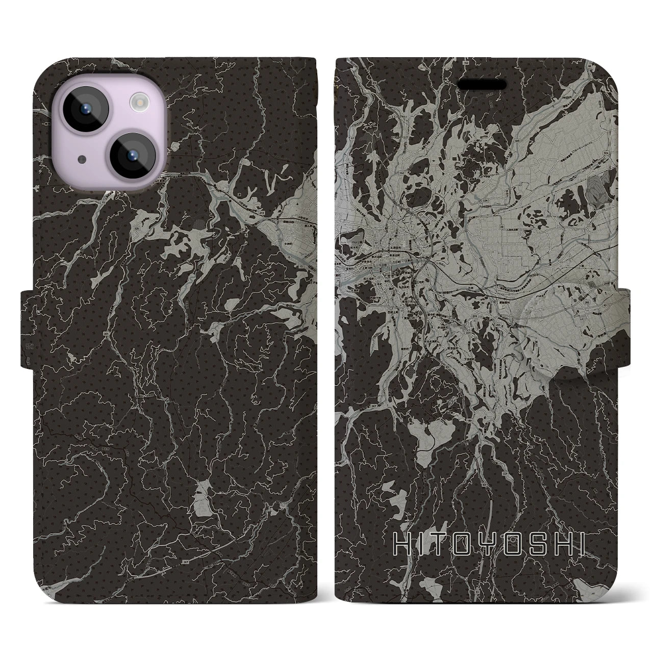 【人吉(熊本県)】地図柄iPhoneケース(手帳タイプ)