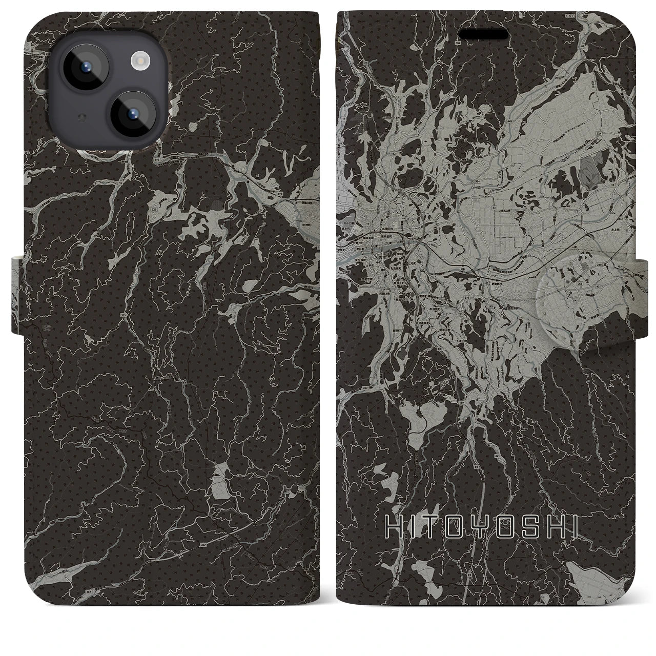 【人吉(熊本県)】地図柄iPhoneケース(手帳タイプ)