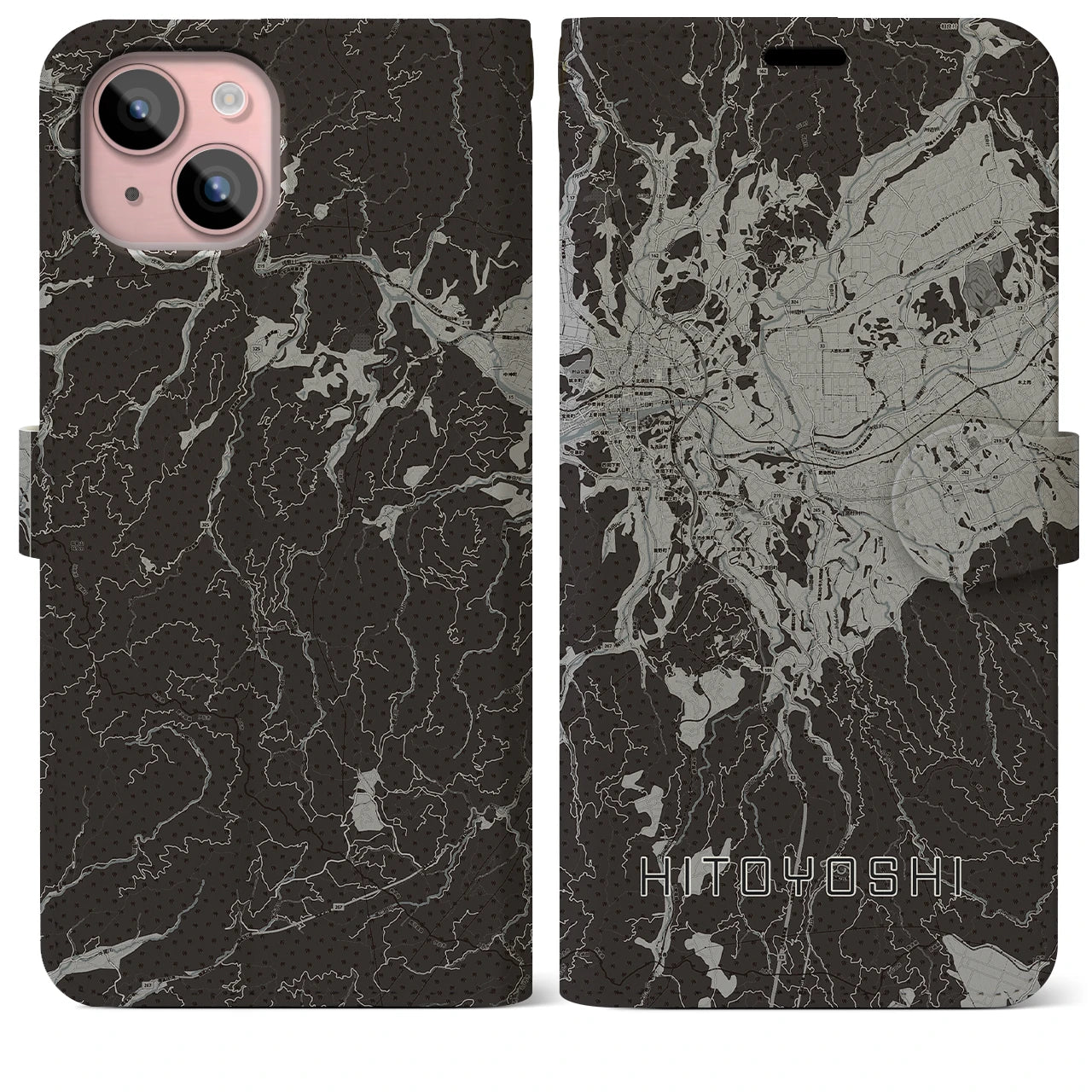 【人吉(熊本県)】地図柄iPhoneケース(手帳タイプ)