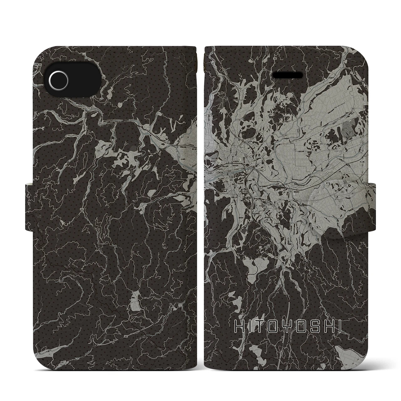 【人吉(熊本県)】地図柄iPhoneケース(手帳タイプ)