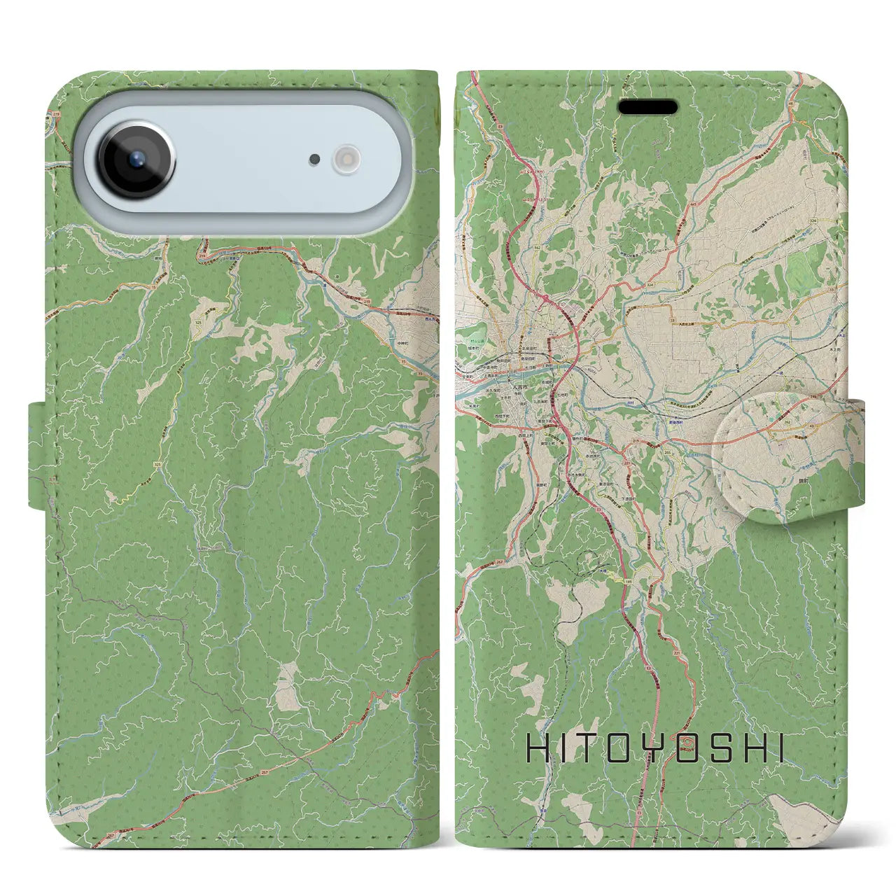 【人吉(熊本県)】地図柄iPhoneケース(手帳タイプ)